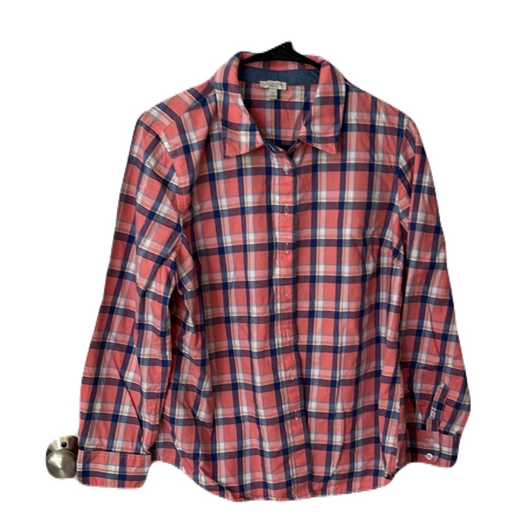 Talbots Soft cotton Plaid button down Shirt - Pink and Blue Sz LP